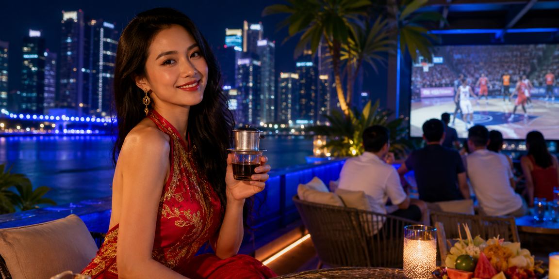 Người dùng xem bóng rổ và đặt cược thể thao tại Hà Nội bên ly cà phê buổi sáng