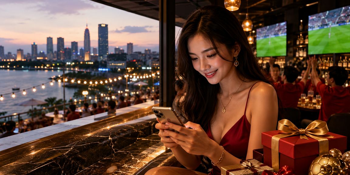 Người chơi sử dụng điện thoại truy cập casino tại bãi biển gần Hà Nội